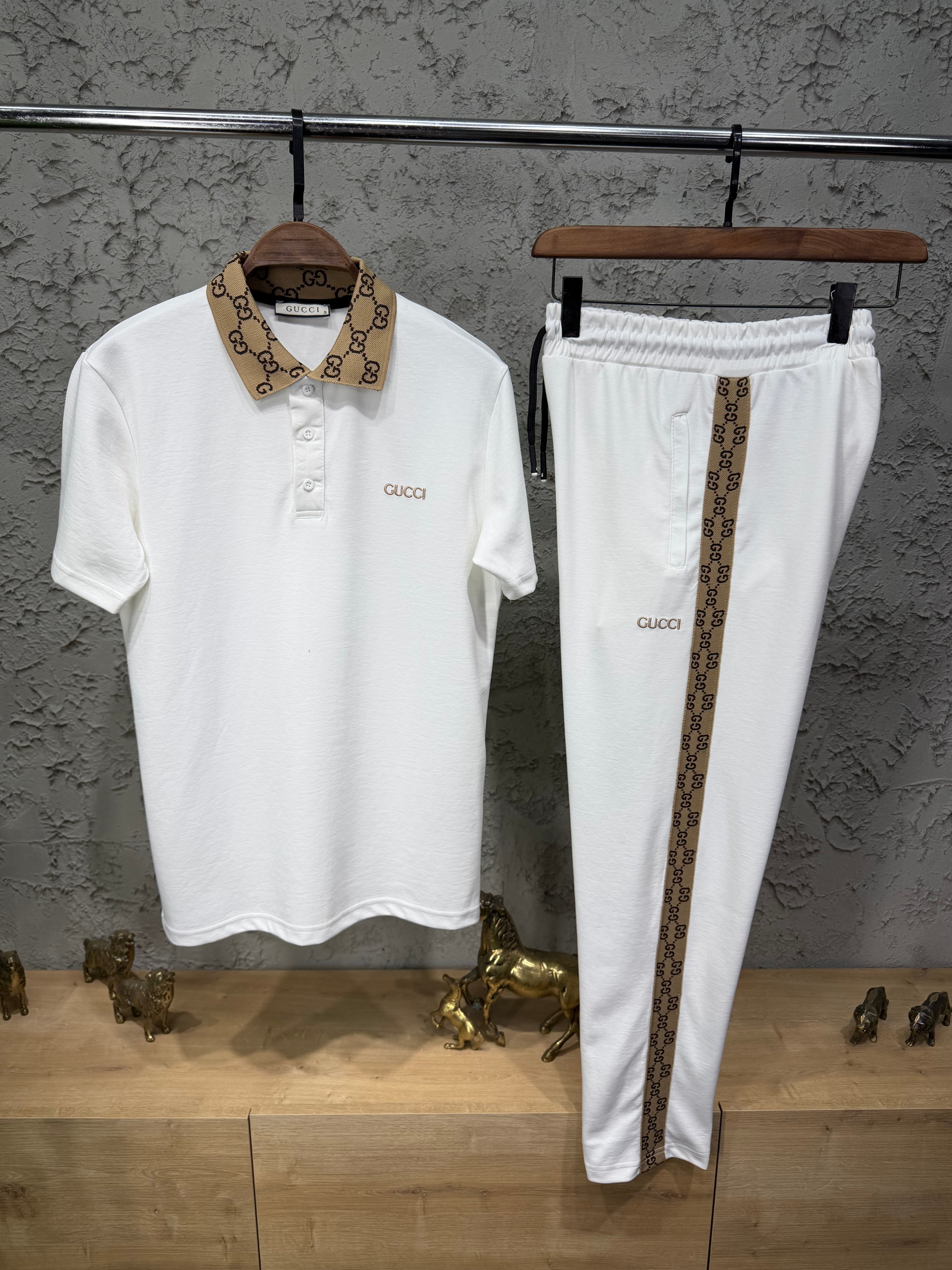 Gucci Örme Yaka Beyaz T-shirt & Eşofman Takımı