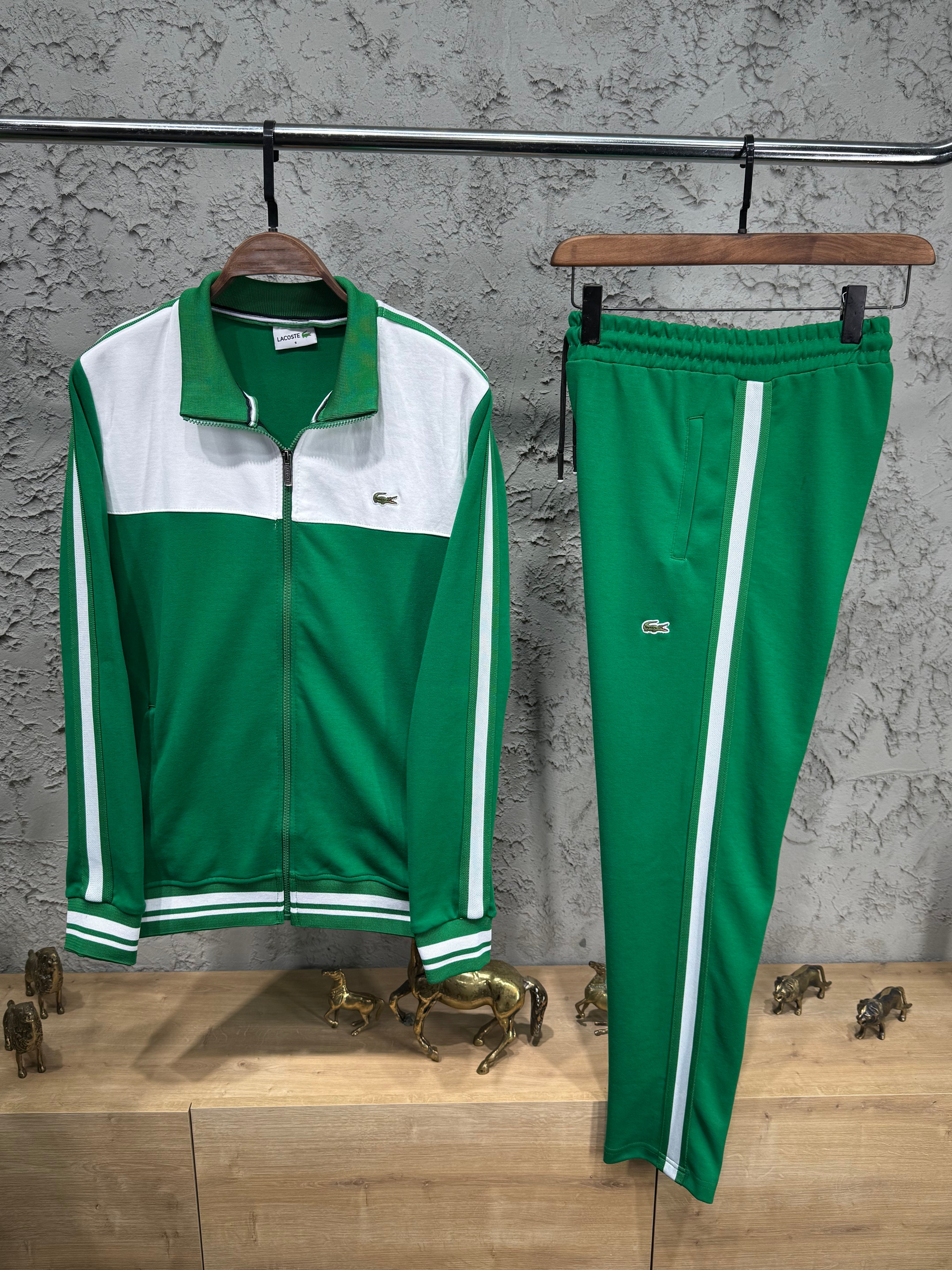 Lacoste Erkek Yeşil Fermuarlı Eşofman Takımı – Premium Seri