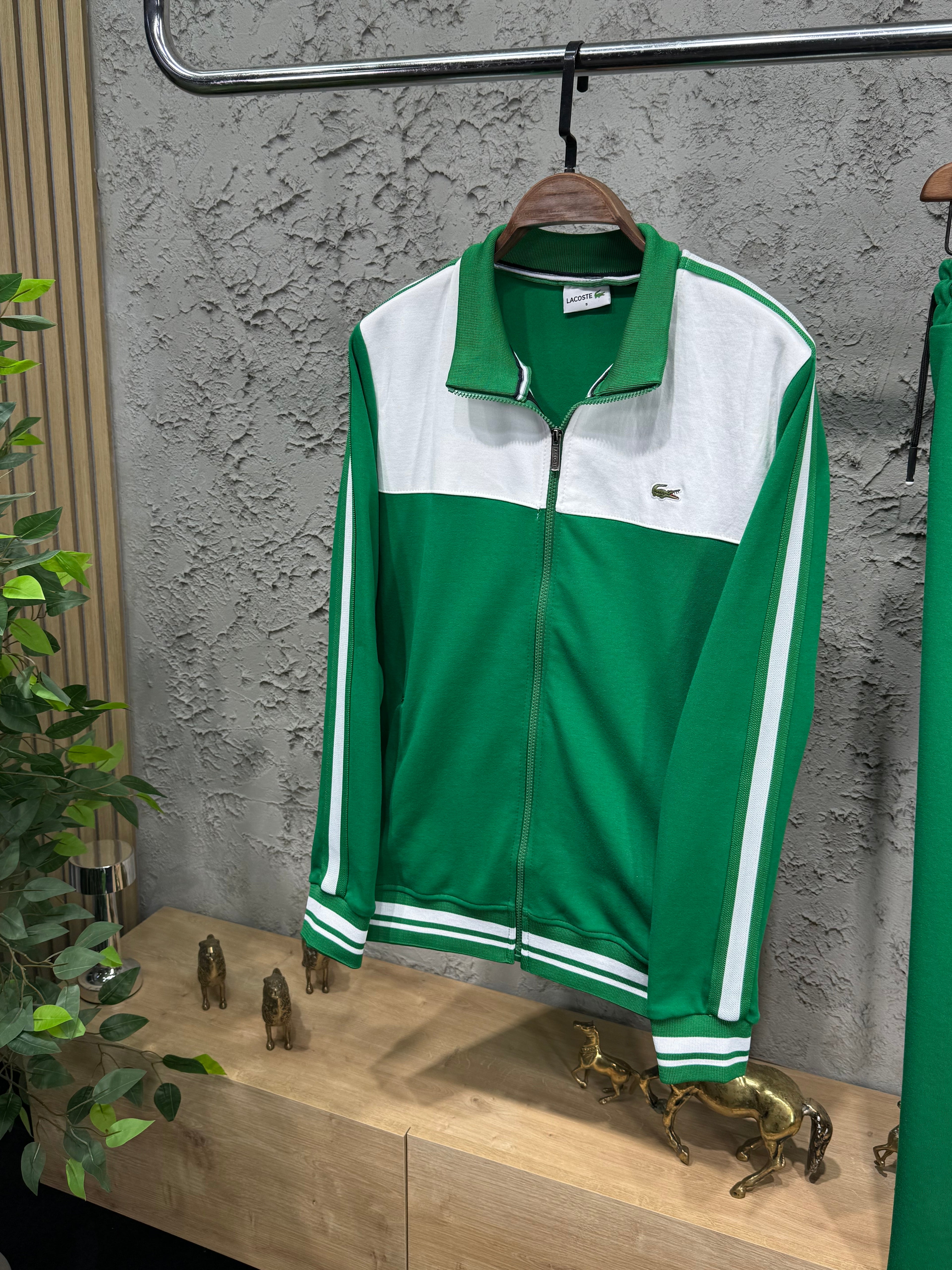 Lacoste Erkek Yeşil Fermuarlı Eşofman Takımı – Premium Seri
